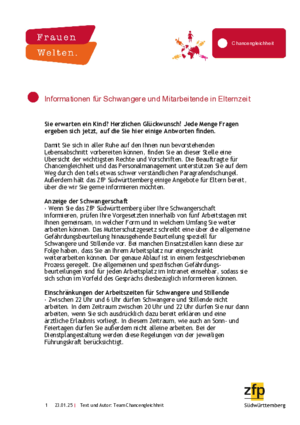 Informationen für Schwangere und Mitarbeitende in Elternzeit