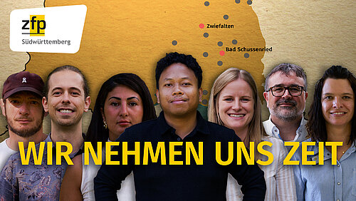 Im ZfP Südwürttemberg nehmen wir uns Zeit – Zeit für Psyche. Wir unterstützen Menschen mit psychischen Erkrankungen und in seelischen Krisen – mit stationärer, teilstationärer und ambulanter Behandlung sowie vielfältigen Angeboten zur Unterstützung und Teilhabe. In diesem Video geben wir einen Einblick in unsere Arbeit und Haltung.