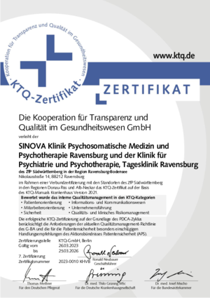 SINOVA Klinik für Psychosomatische Medizin und Psychotherapie Ravensburg und der Klinik für Psychiatrie und Psychotherapie, Tagesklinik Ravensburg