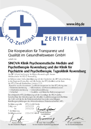 SINOVA Klinik für Psychosomatische Medizin und Psychotherapie Ravensburg und der Klinik für Psychiatrie und Psychotherapie, Tagesklinik Ravensburg 