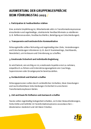Auswertung Gruppengespräche Führungstag 2025