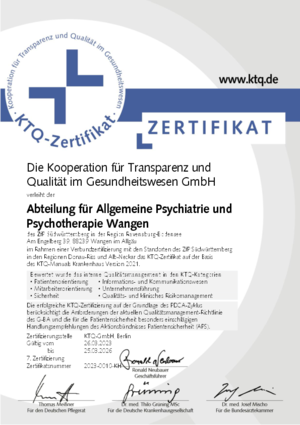 Abteilung für Allgemeine Psychiatrie und Psychotherapie Wangen 