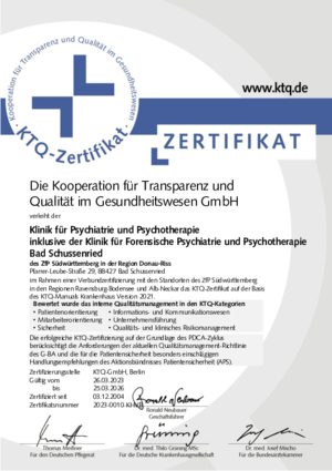 Klinik für Psychiatrie und Psychotherapie inklusive der Klinik für Forensische Psychiatrie und Psychotherapie Bad Schussenried