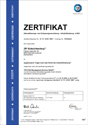 Zertifikat AZAV Zertifikat AZAV