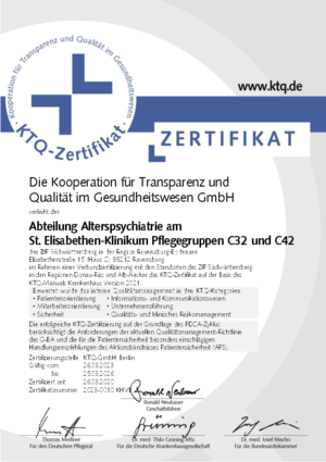 Abteilung für Alterspsychiatrie am St. Elisabethen-Klinikum Ravensburg, Pflegegruppen C32 und C42 