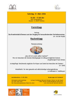 Workshop zum Krankheitsbild Demenz am 21. März 2026