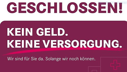 Protesttag: Kein Geld. Keine Versorgung.