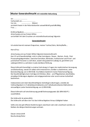 Muster Generalvollmacht