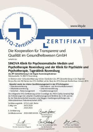 SINOVA Klinik für Psychosomatische Medizin und Psychotherapie Ravensburg und der Klinik für Psychiatrie und Psychotherapie, Tagesklinik Ravensburg 