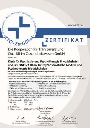 Klinik für Psychiatrie und Psychotherapie Friedrichshafen und der SINOVA Klinik für Psychosomatische Medizin und Psychotherapie Friedrichshafen